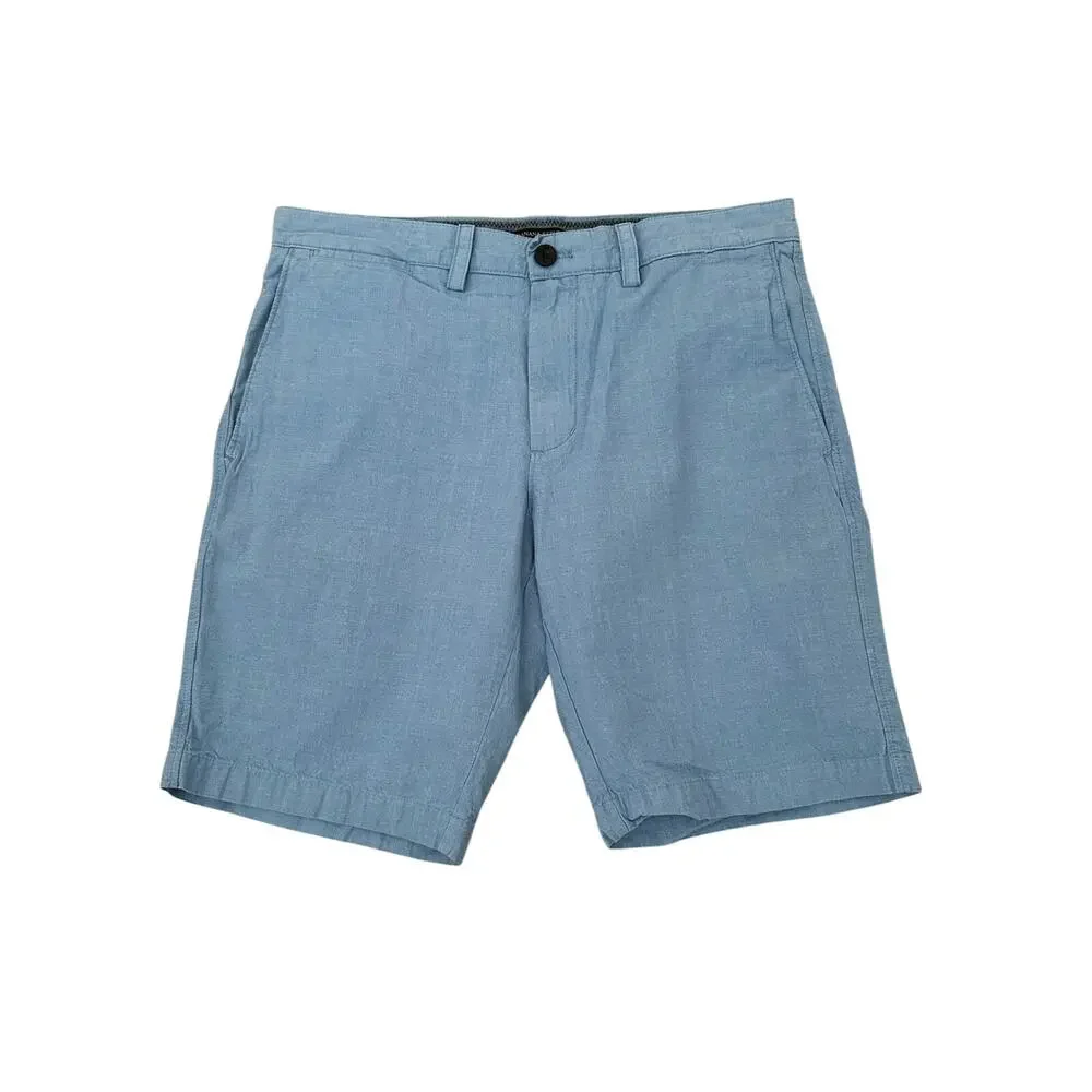 Banana Republic Men Aiden Light Blue Chino Classic Flat Front Shorts Size 31